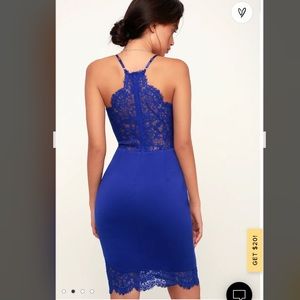 Cobalt Blue Lace Bodycon Midi Dress